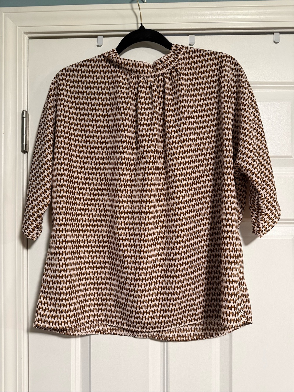 10 Items for $20: Amazon Women’s Brown and White Patterned Blouse